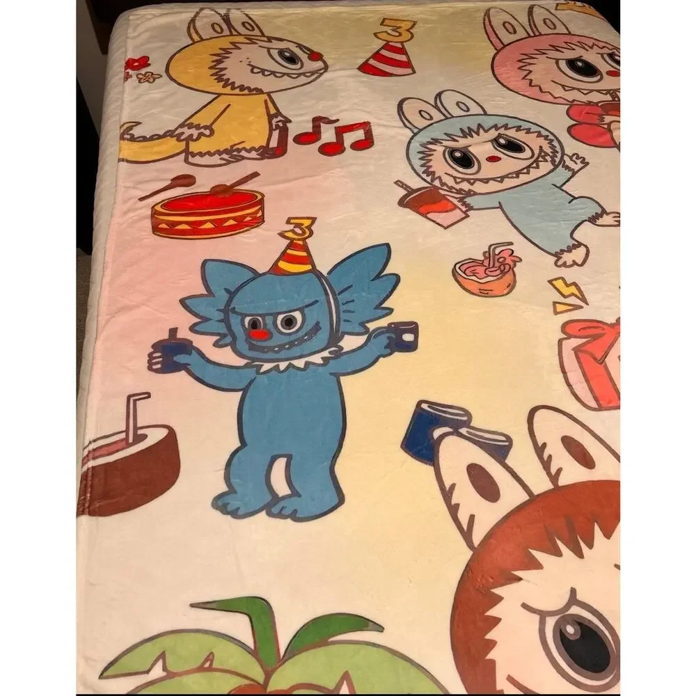 Labu buCute Cartoon Plush Throw Blanket, 60” x 78” Soft Fluffy Warm Cozy Fleece